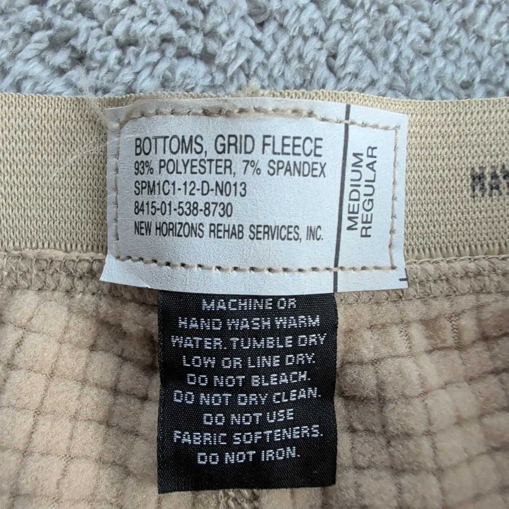New Horizons Rehab, Thermal Grid Fleece Bottoms Coyote Brown Sz Medium Reg NWT